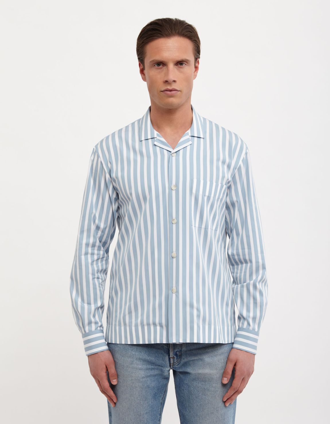 Light Blue Poplin Stripe Shirt Collar small cutaway Tailor Custom Fit 3