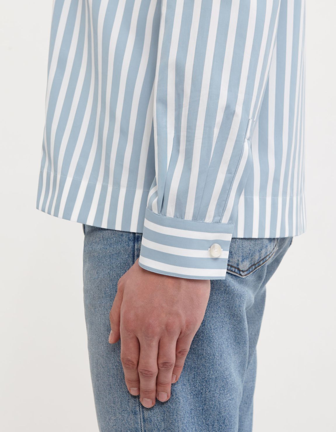 Light Blue Poplin Stripe Shirt Collar small cutaway Tailor Custom Fit 5