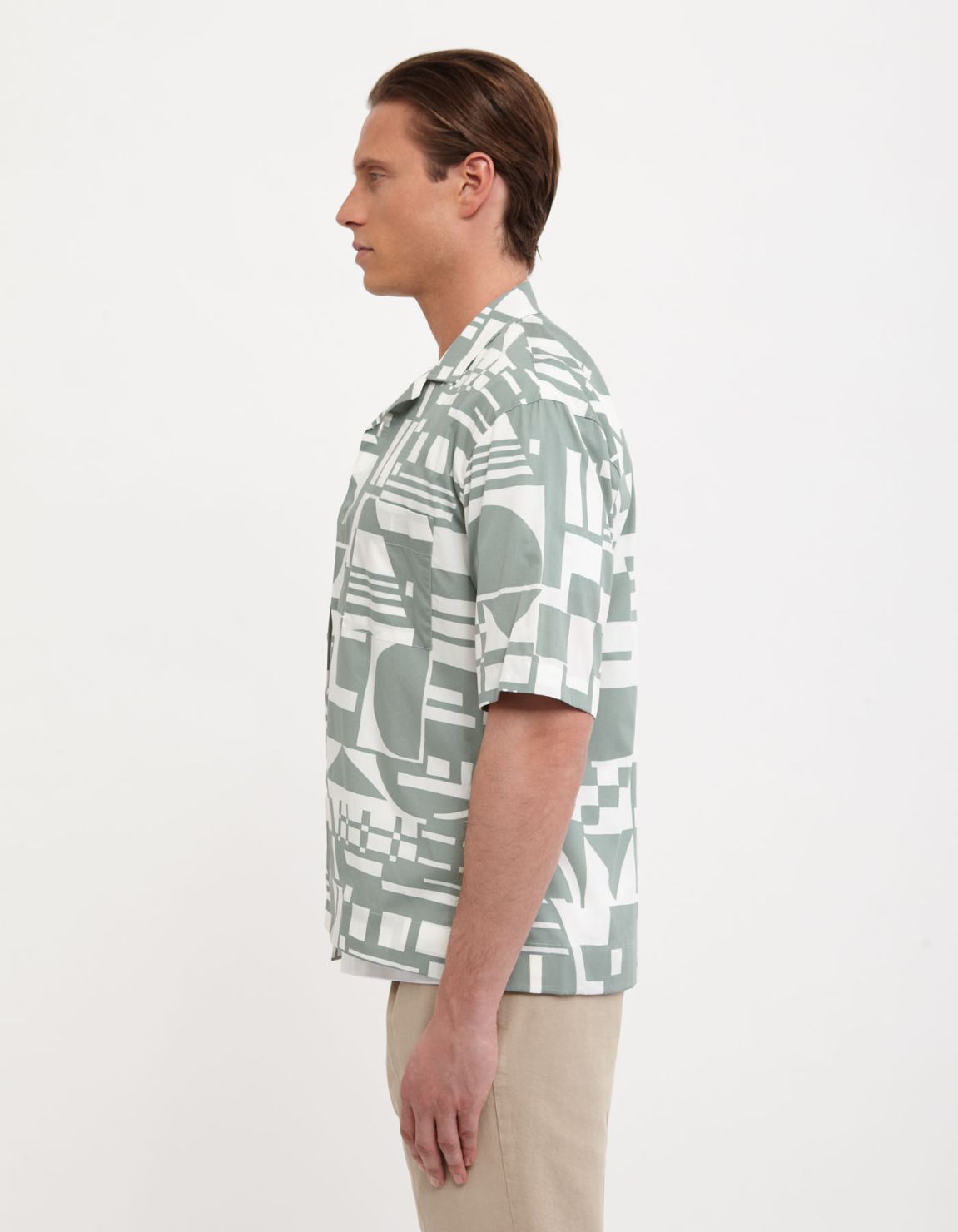 Sage Green Poplin Pattern Shirt Collar spread Tailor Custom Fit 6