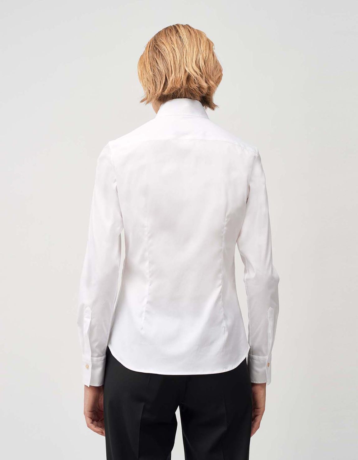 Camicia Bianco Stretch Tinta Unita Slim Fit 4