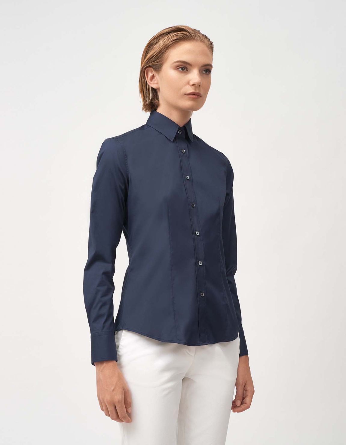 Camicia Blu navy Stretch Tinta Unita Slim Fit 1