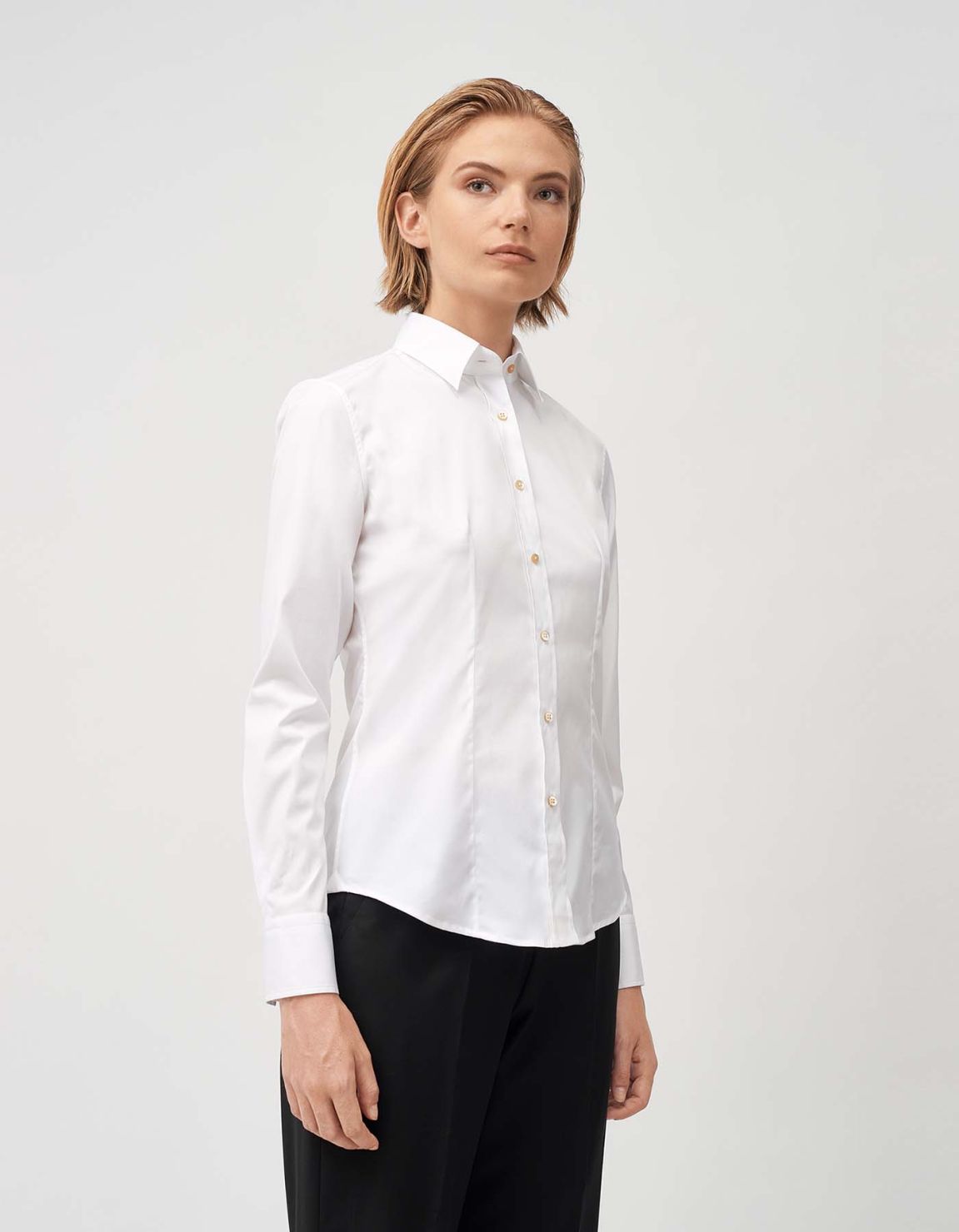 Camicia Bianco Stretch Tinta Unita Slim Fit 1