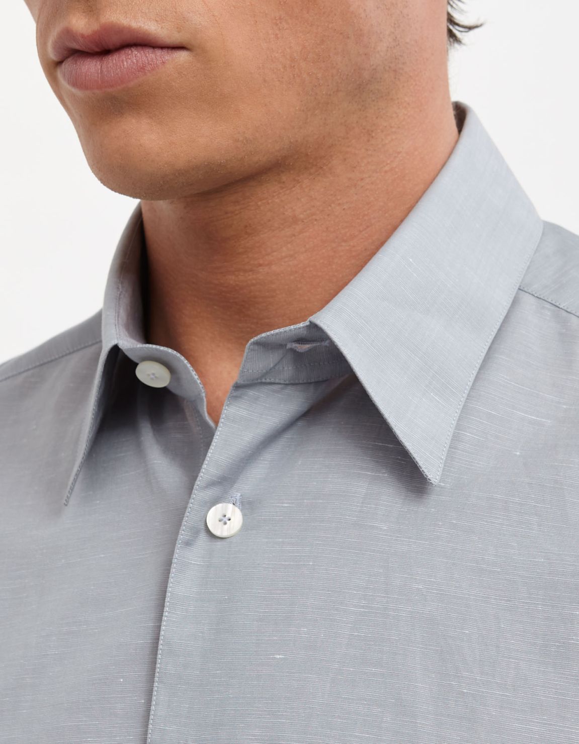 Grey Linen Solid colour Shirt Collar spread Evolution Classic Fit 2
