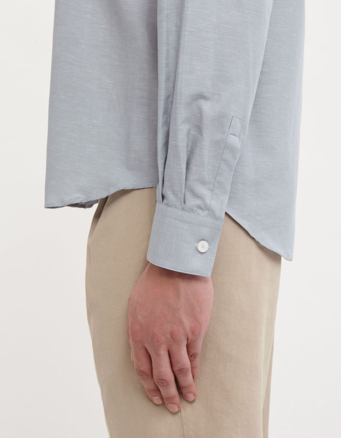 Grey Linen Solid colour Shirt Collar spread Evolution Classic Fit 5