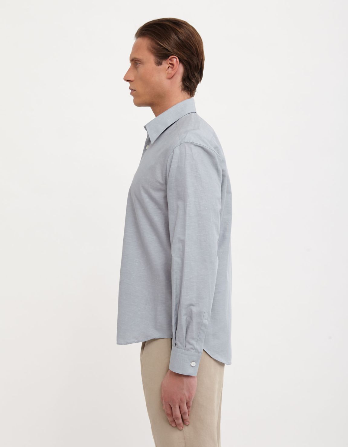 Grey Linen Solid colour Shirt Collar spread Evolution Classic Fit 6