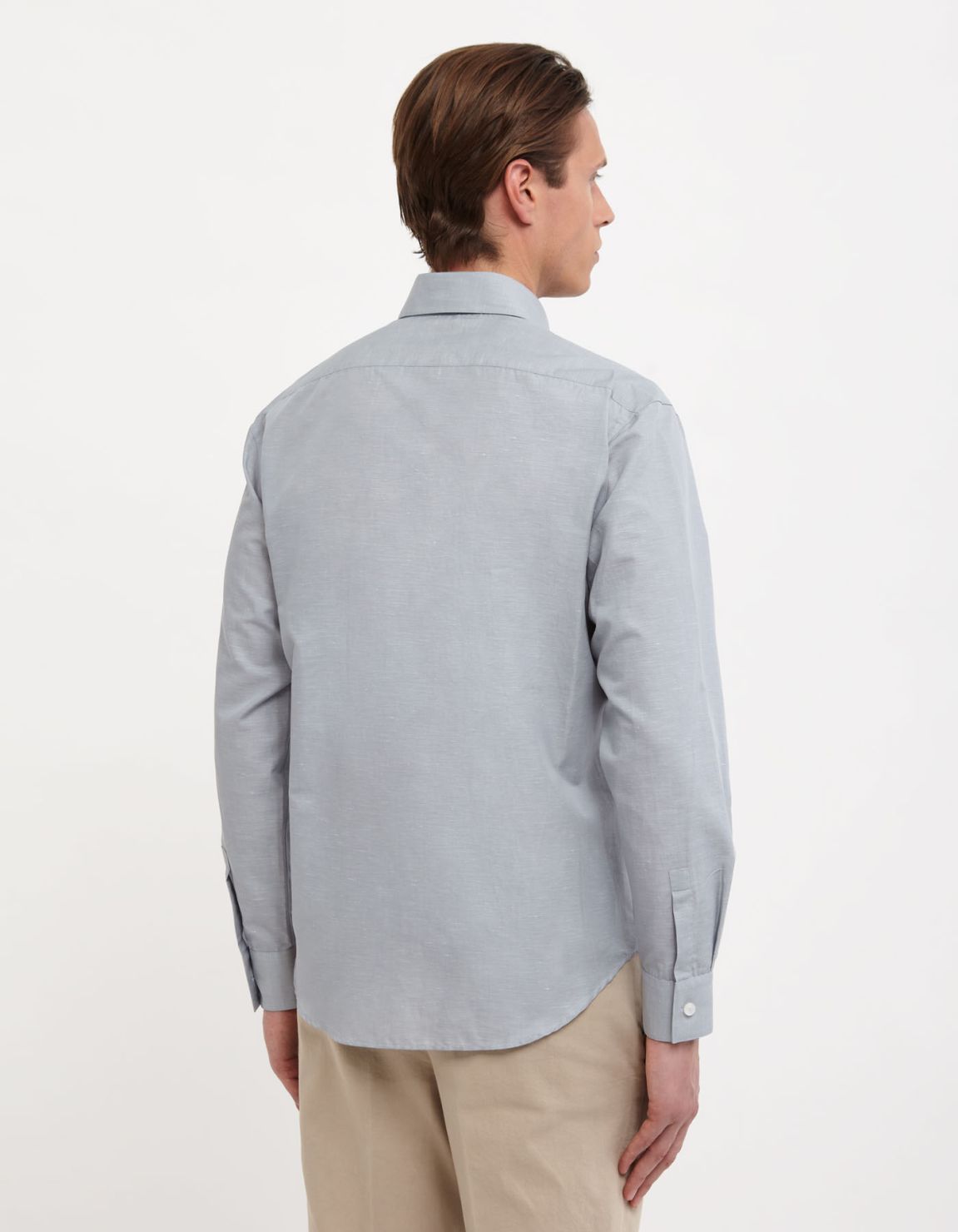Grey Linen Solid colour Shirt Collar spread Evolution Classic Fit 7