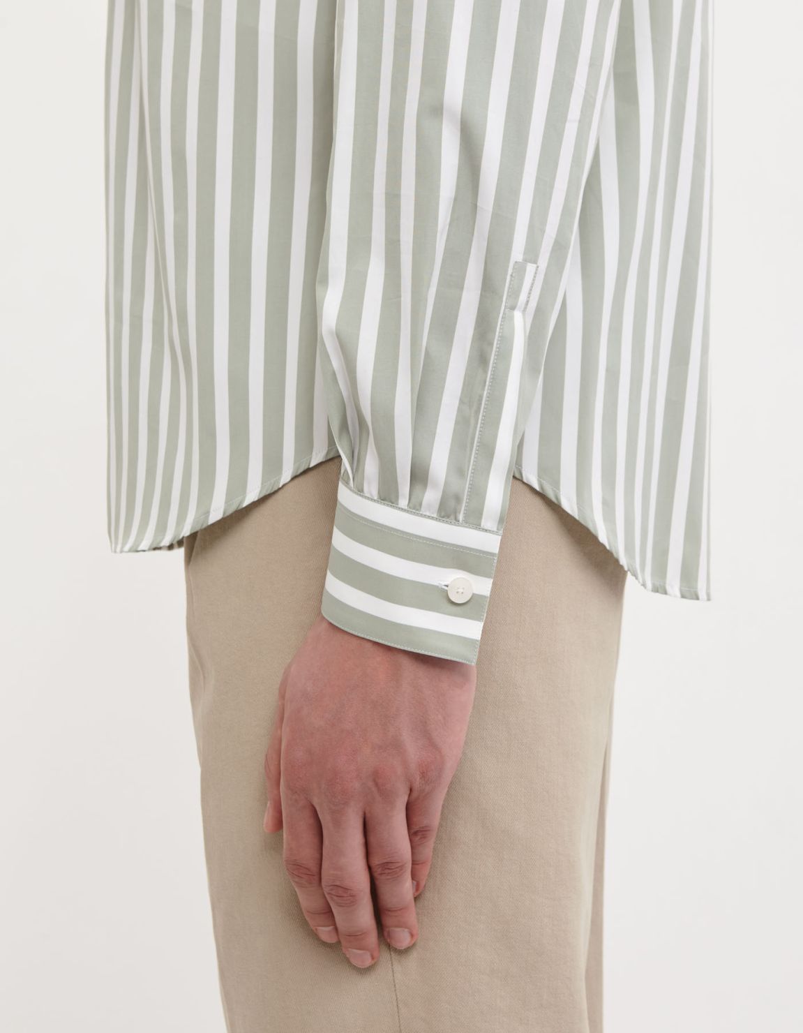 Sage Green Poplin Stripe Shirt Collar spread Evolution Classic Fit 5