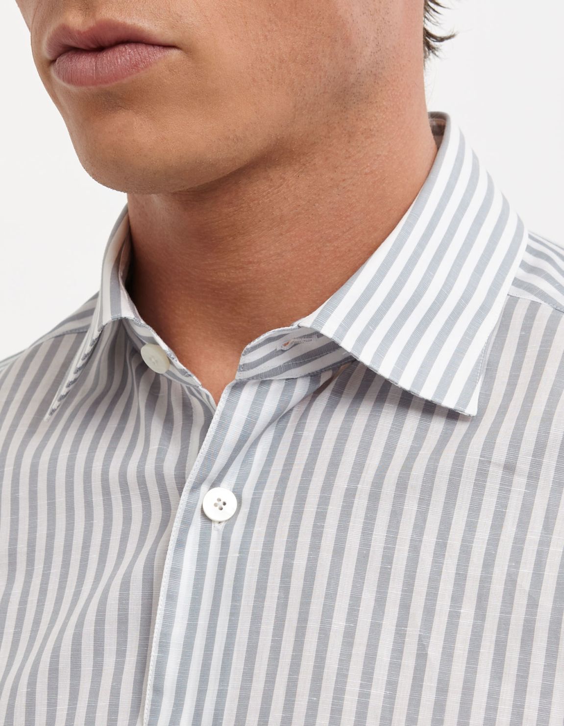 Grey Linen Stripe Shirt Collar small cutaway Evolution Classic Fit 2