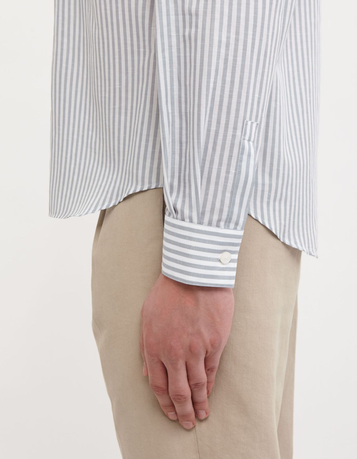 Grey Linen Stripe Shirt Collar small cutaway Evolution Classic Fit 5