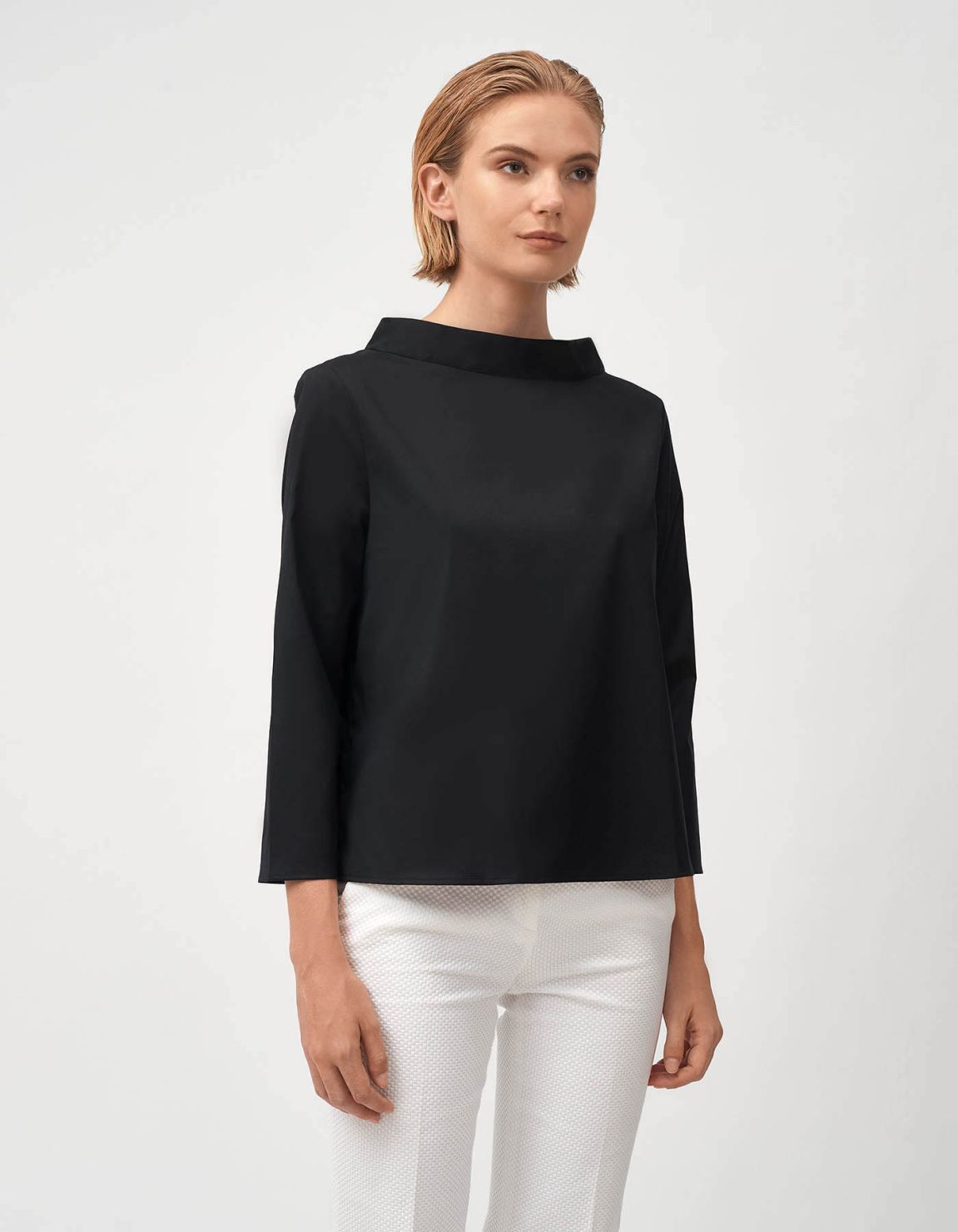 Blusa Nero Stretch Tinta Unita Unica 1