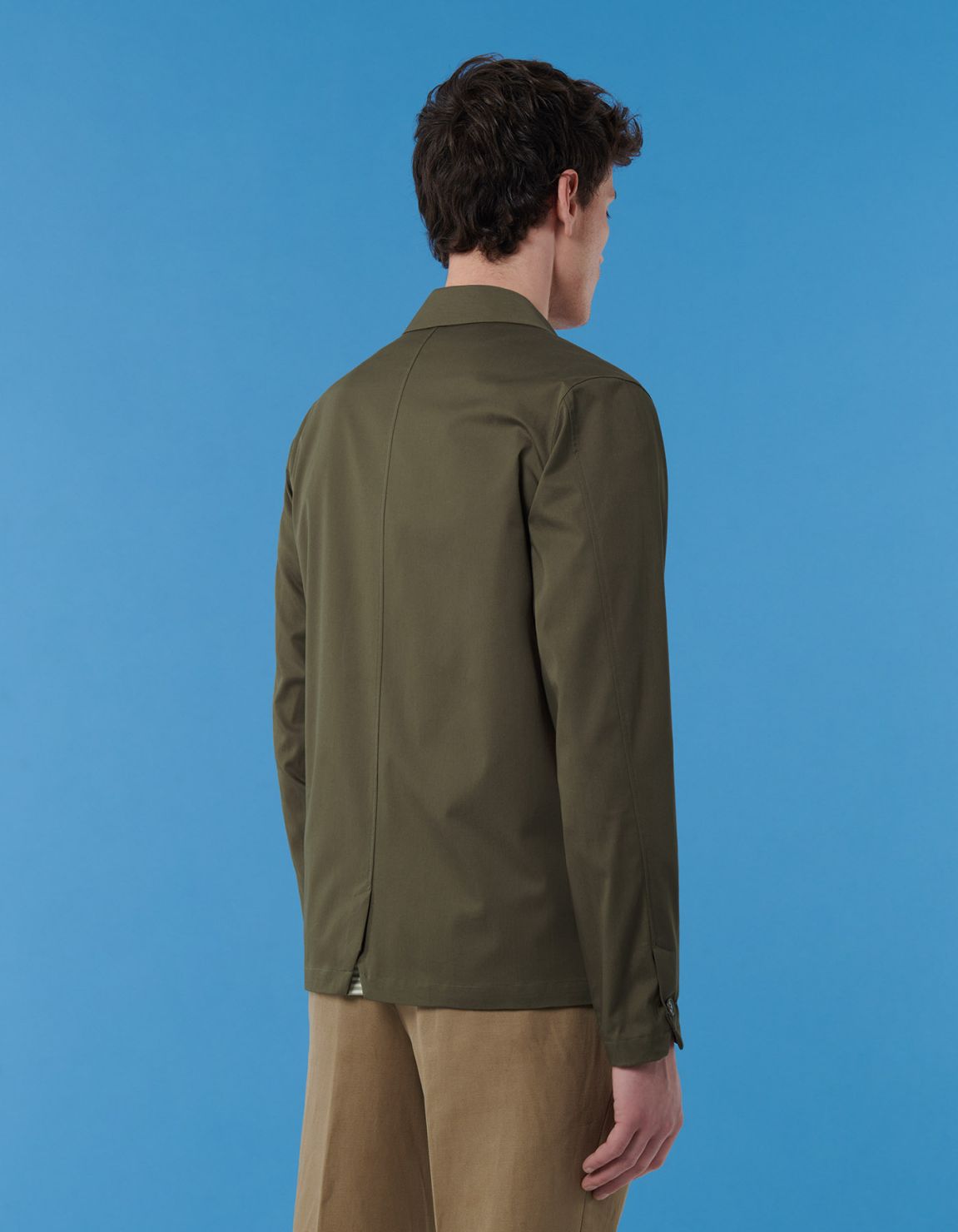 Army Green Gabardine Solid colour Shirt Collar spread Over 7