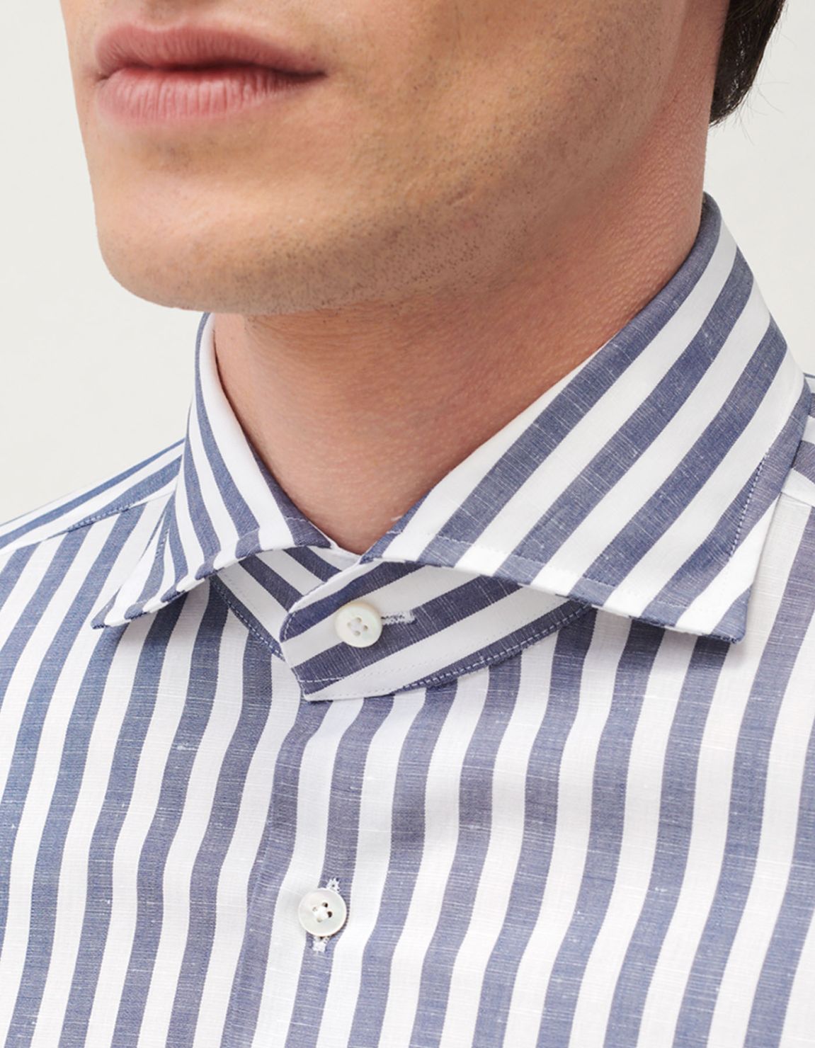 Dark Blue Zephir Stripe Shirt Collar cutaway Tailor Custom Fit 3