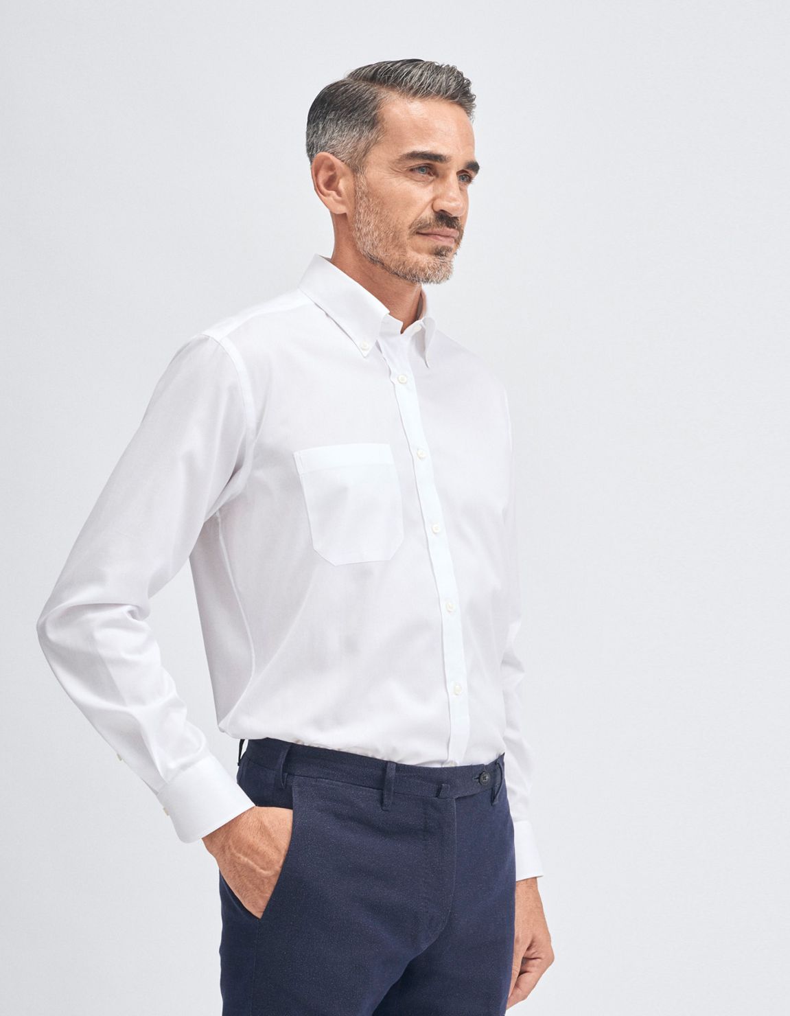 Shirt Collar button down White Pin point Evolution Classic Fit 1