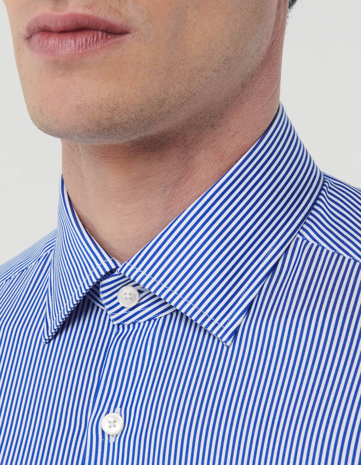 Camicia Collo italiano Righe Twill Blu Evolution Classic Fit 2
