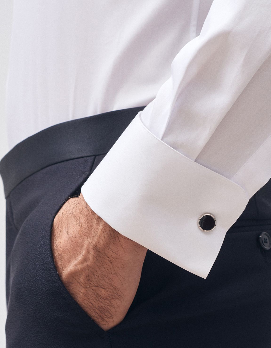 Camisa Cuello diplomático Blanco Tela Liso Evolution Classic Fit 4