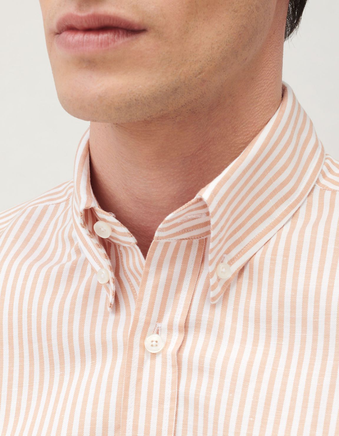 Amber Canvas Stripe Shirt Collar button down Tailor Custom Fit 3