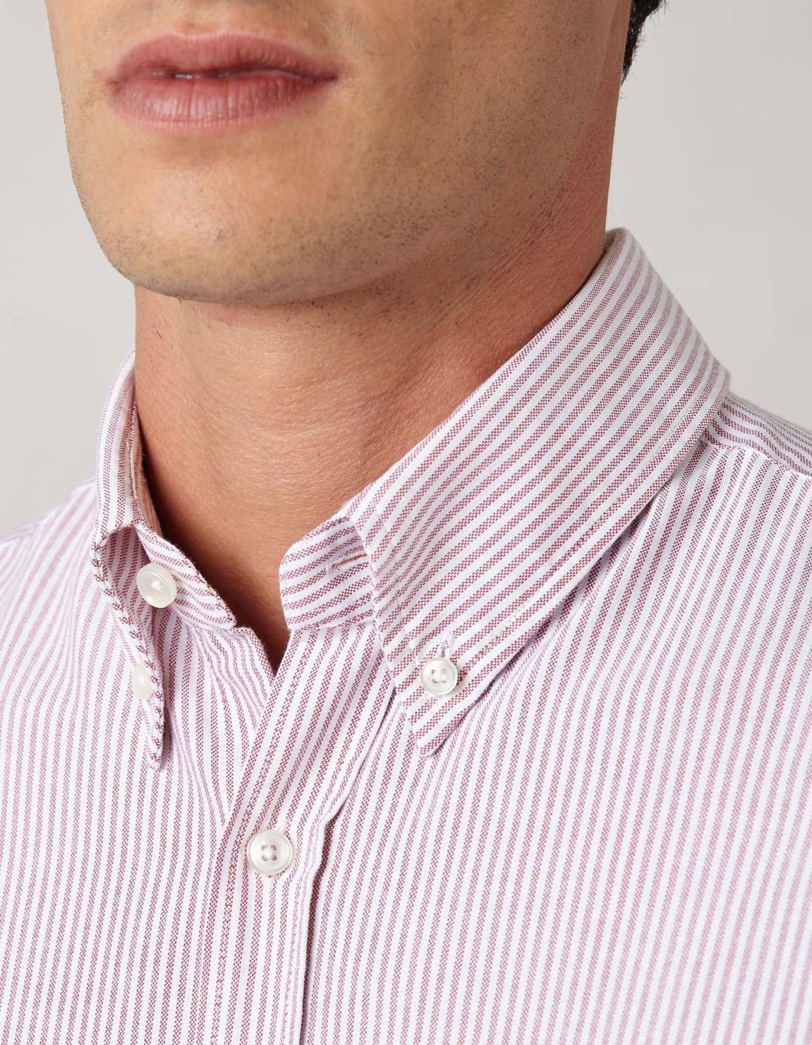Camicia Collo button down Righe Oxford Rosso Tailor Custom Fit 2
