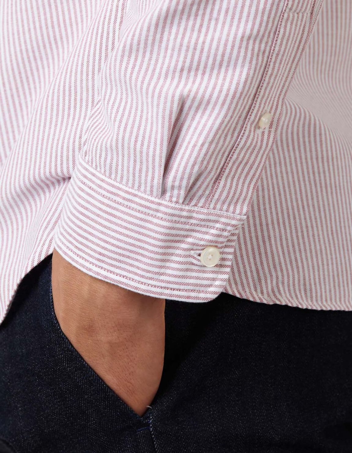 Camicia Collo button down Righe Oxford Rosso Tailor Custom Fit 5