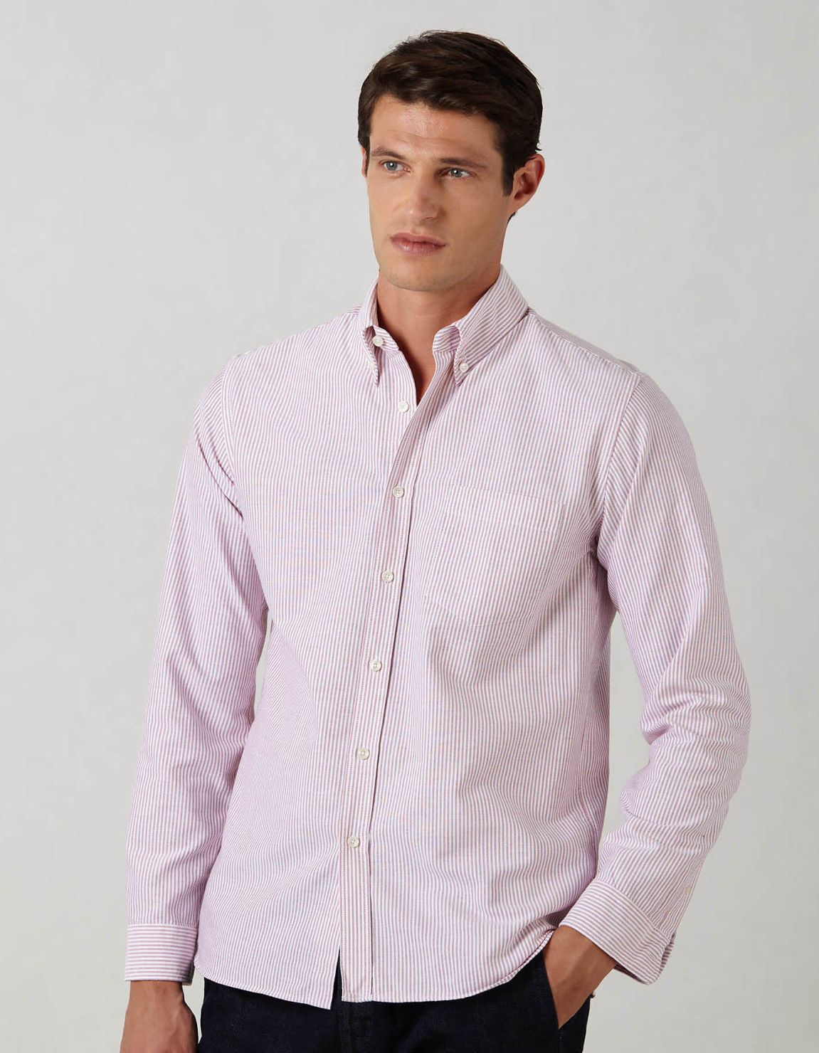 Camicia Collo button down Righe Oxford Rosso Tailor Custom Fit 6