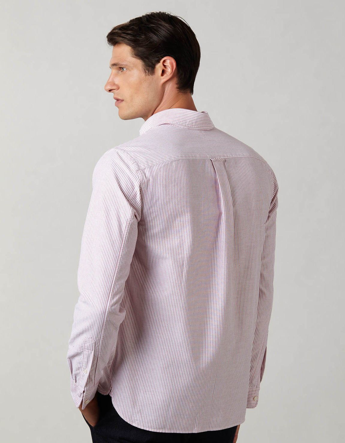 Camicia Collo button down Righe Oxford Rosso Tailor Custom Fit 7