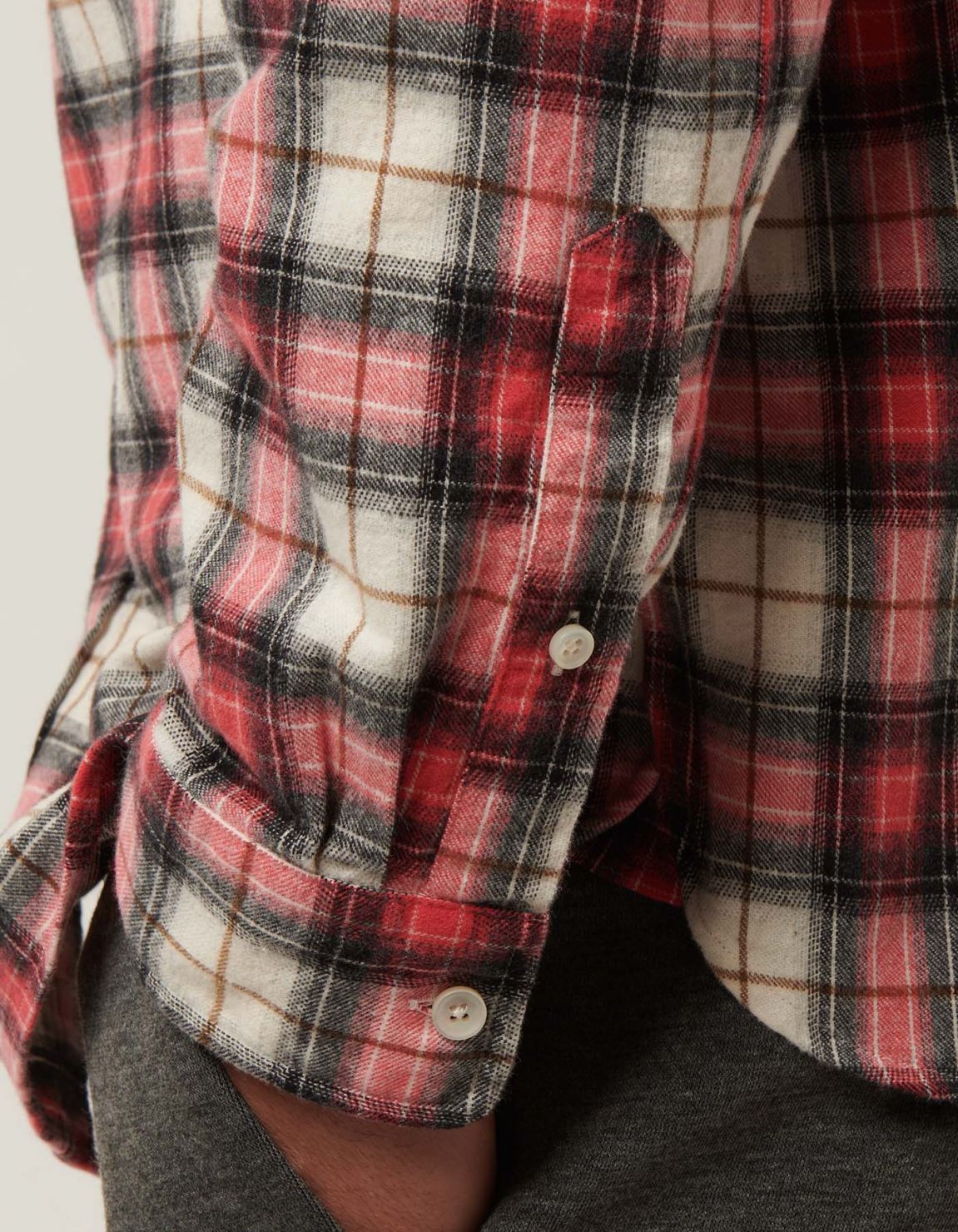 Camicia Collo button down Quadri Twill Rosso Tailor Custom Fit 4