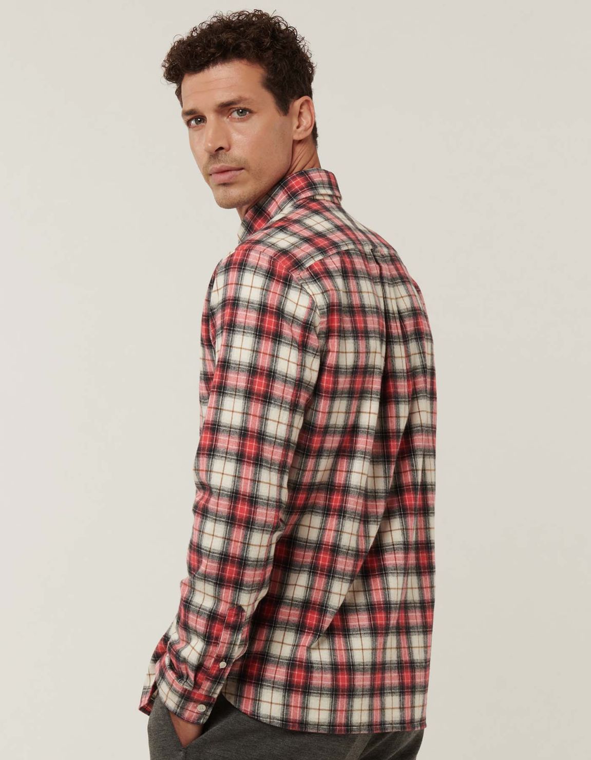 Red Twill Check Shirt Collar button down Tailor Custom Fit 6