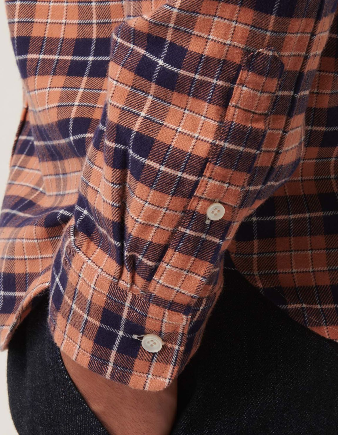 Camicia Collo button down Quadri Twill Arancione Tailor Custom Fit 4