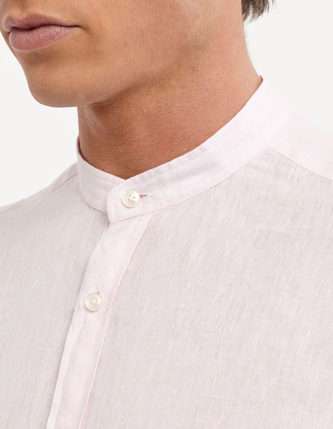 Camisa Cuello mao Liso Lino Rosa jaspeado Tailor Custom Fit 2