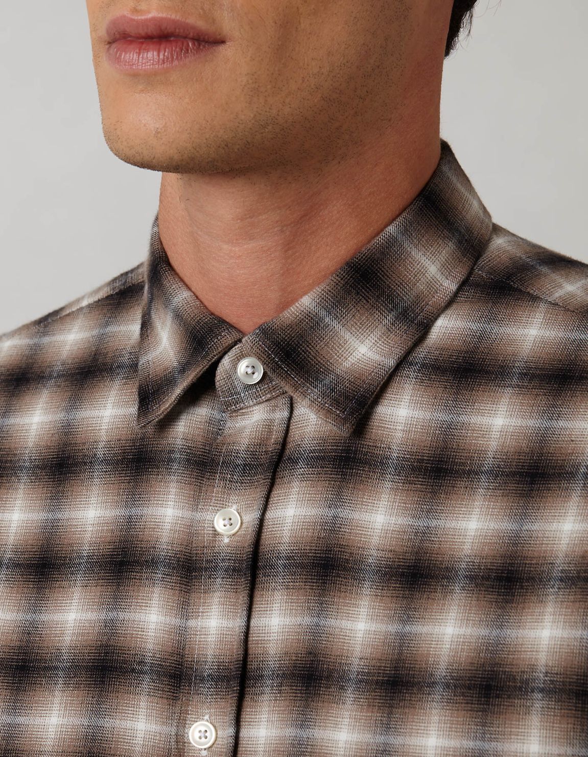 Brown Textured Check Shirt Collar spread Tailor Custom Fit 2