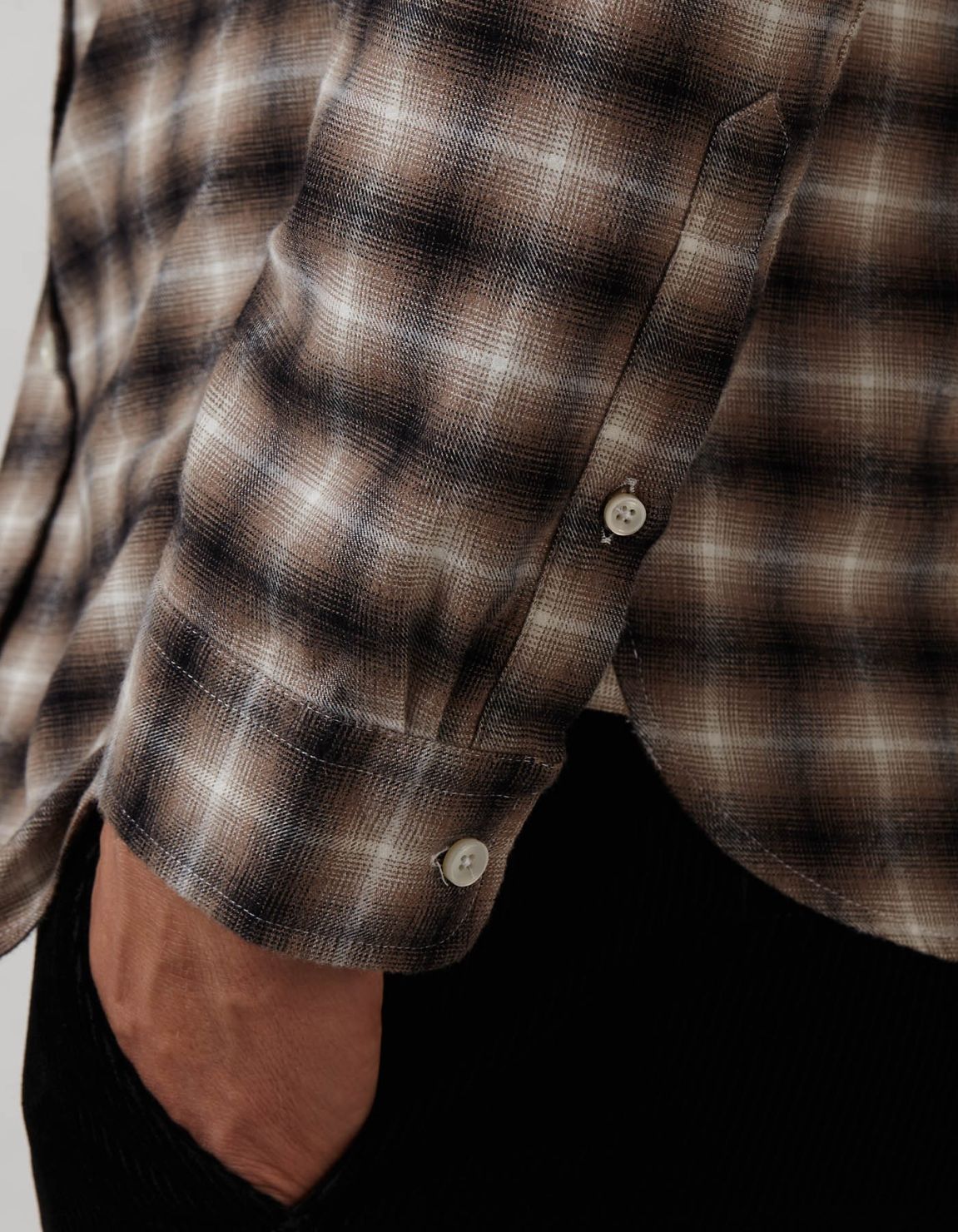 Camicia Collo italiano Quadri Armaturato Marrone Tailor Custom Fit 5