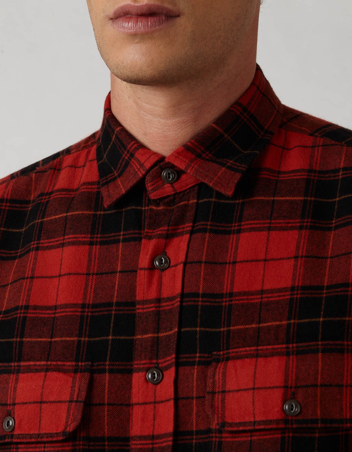 Red Twill Check Shirt Collar small spread Tailor Custom Fit 2