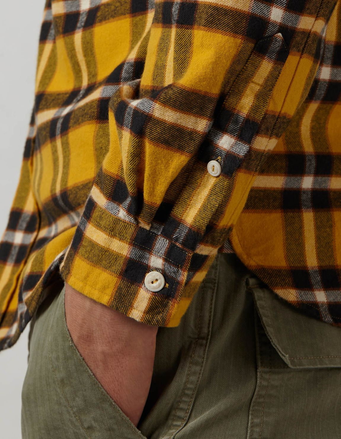 Yellow Twill Check Shirt Collar small spread Tailor Custom Fit 5