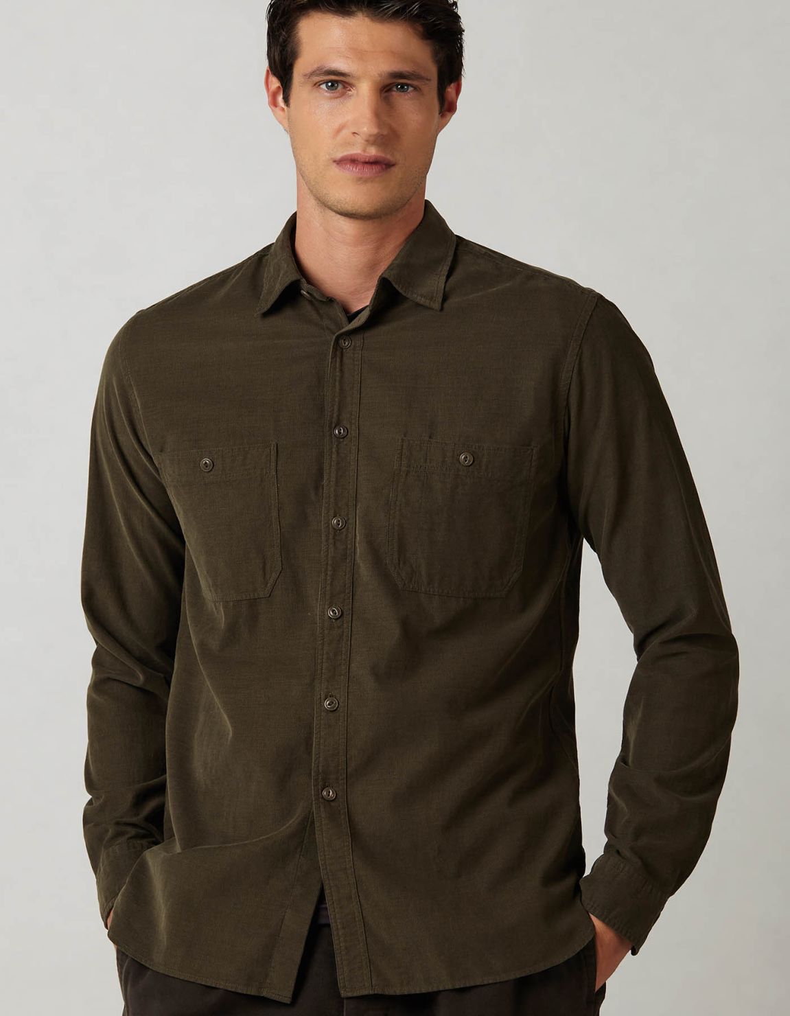 Green Velvet Solid colour Shirt Collar small spread Tailor Custom Fit 3