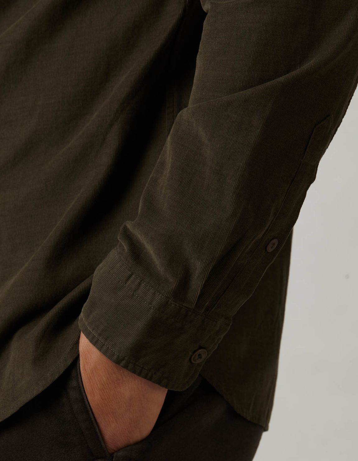Camicia Collo italiano piccolo Tinta Unita Velluto Verde Tailor Custom Fit 5