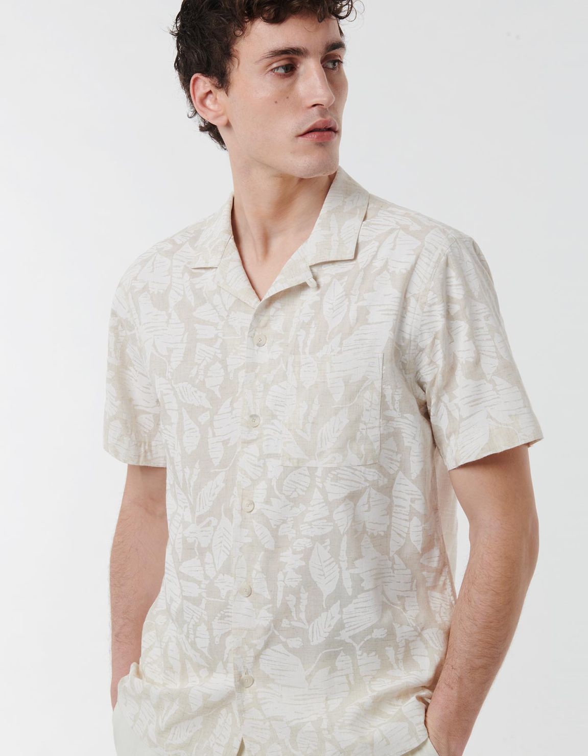 Beige Canvas Pattern Shirt Collar spread Tailor Custom Fit 3