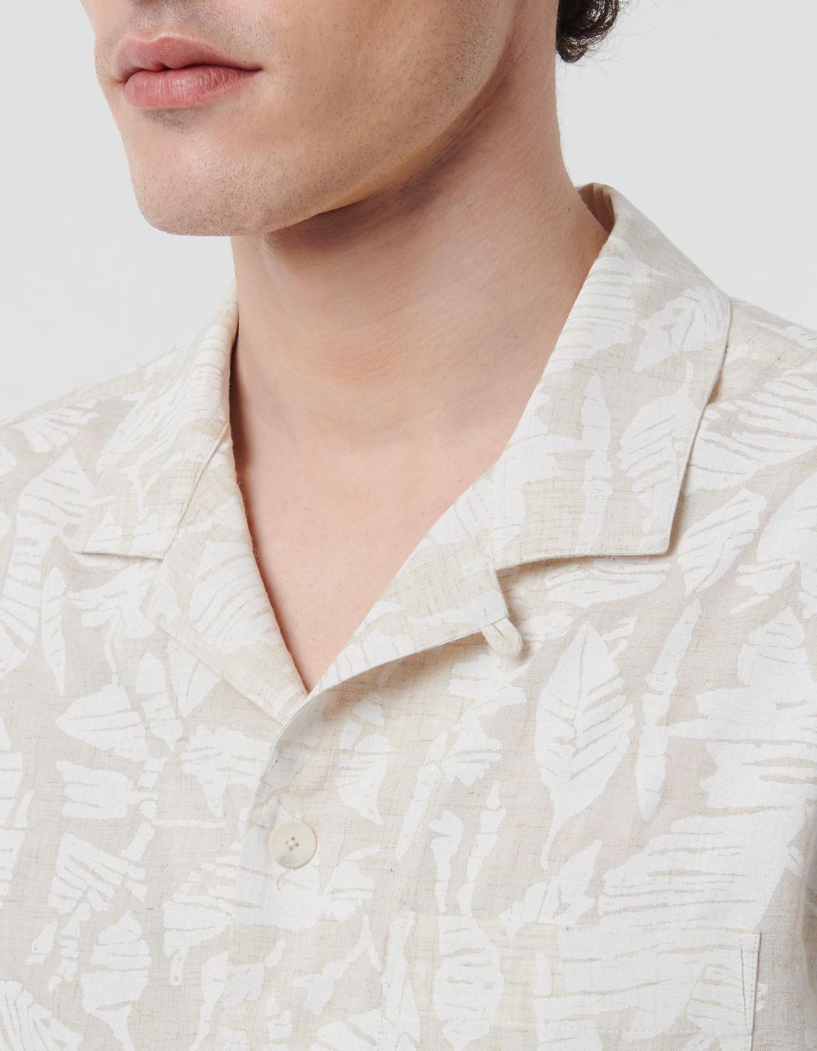 Beige Canvas Pattern Shirt Collar spread Tailor Custom Fit 2
