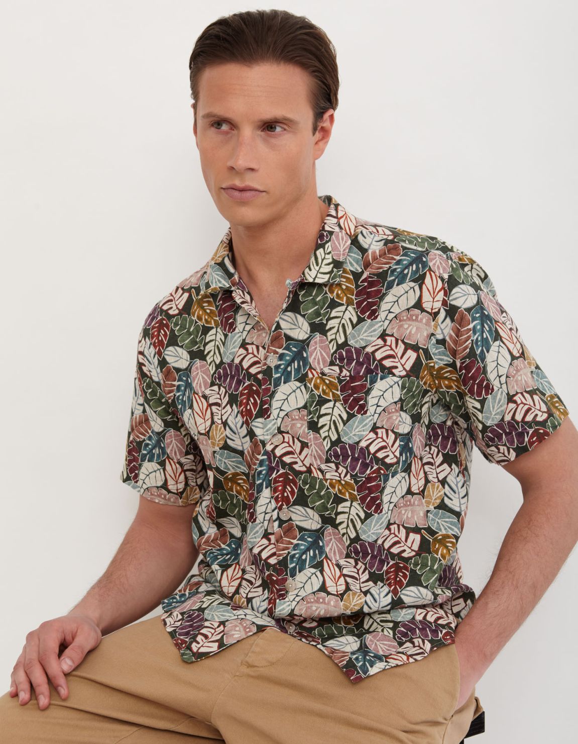 Camicia Collo italiano Fantasia Lino Multicolor Tailor Custom Fit 3