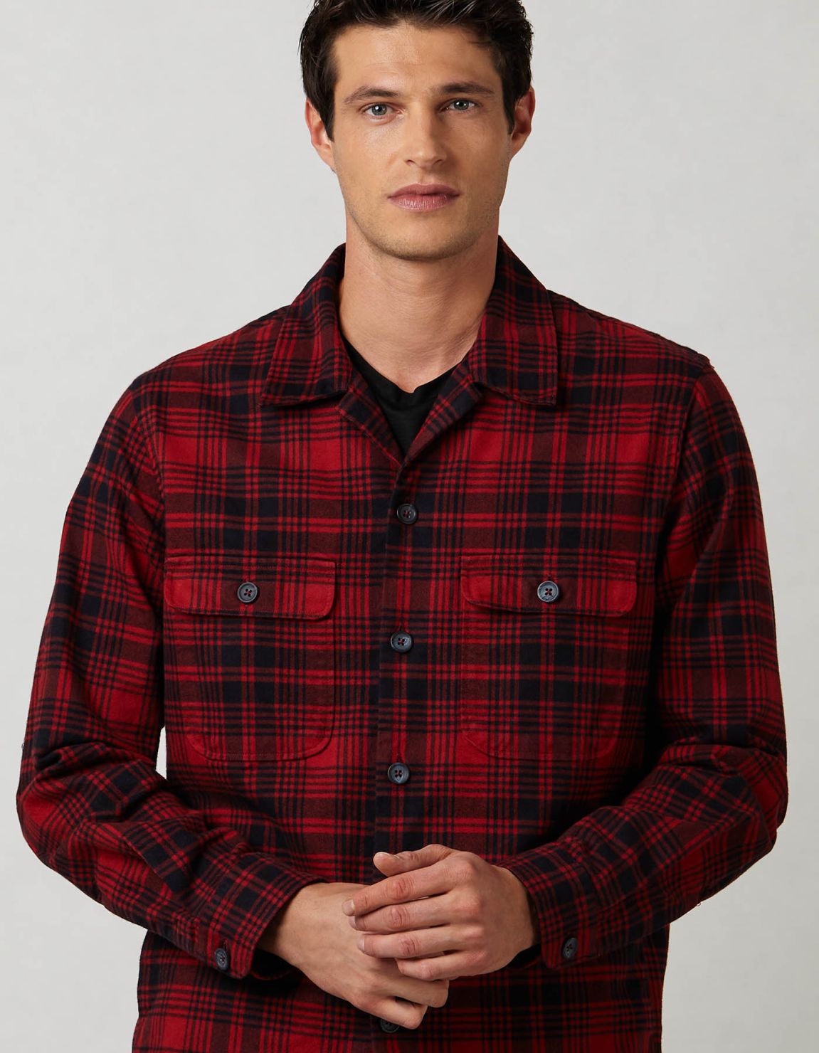 Camicia Collo italiano Quadri Twill Rosso Tailor Custom Fit 3