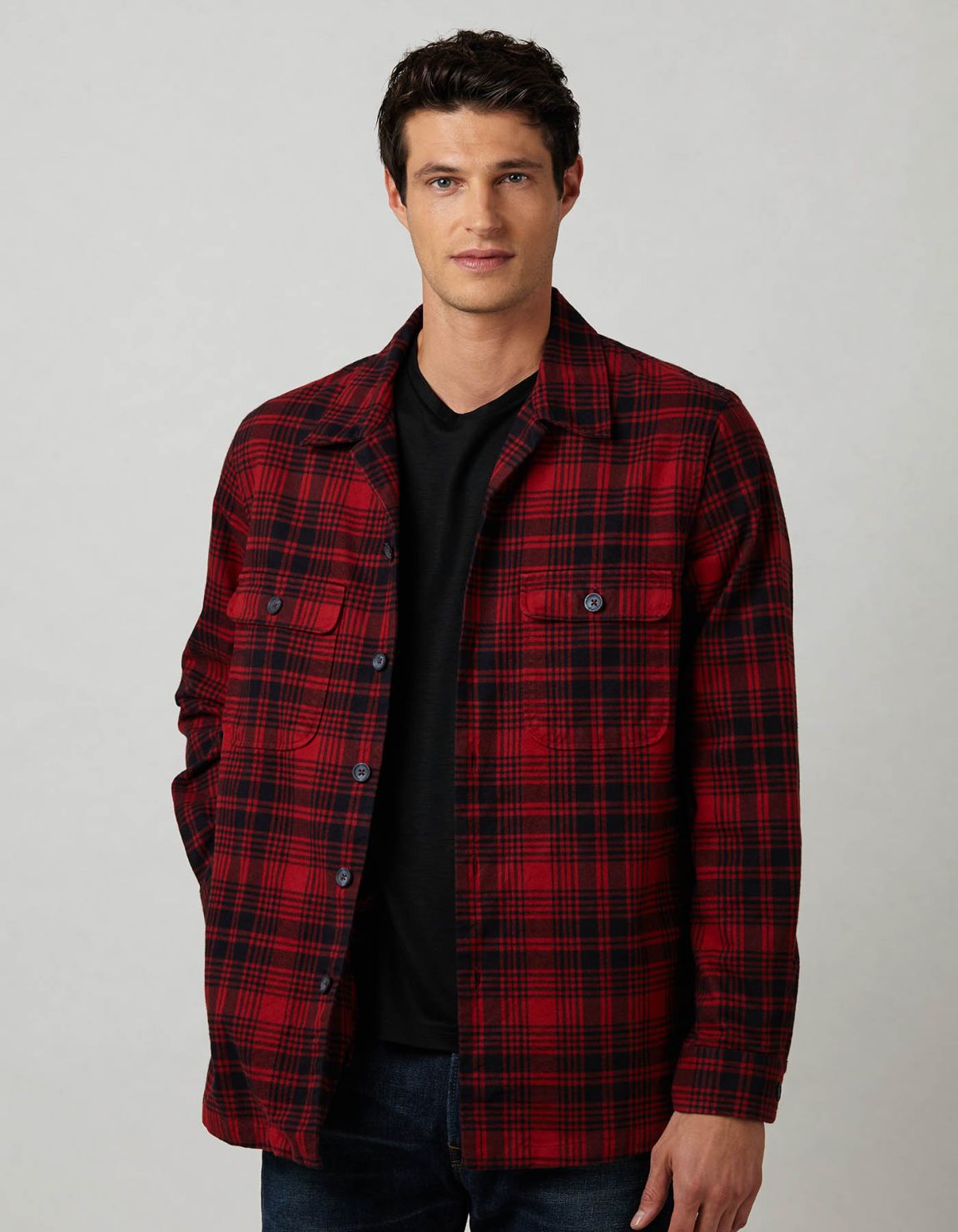 Red Twill Check Shirt Collar spread Tailor Custom Fit 6