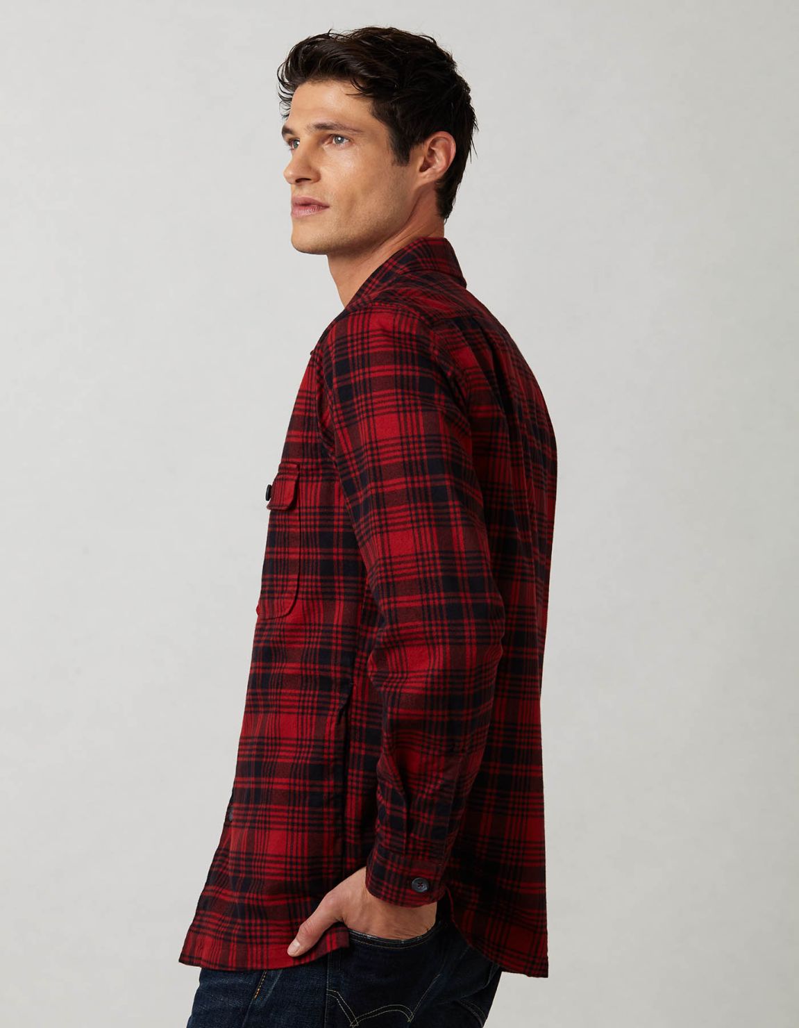 Red Twill Check Shirt Collar spread Tailor Custom Fit 7