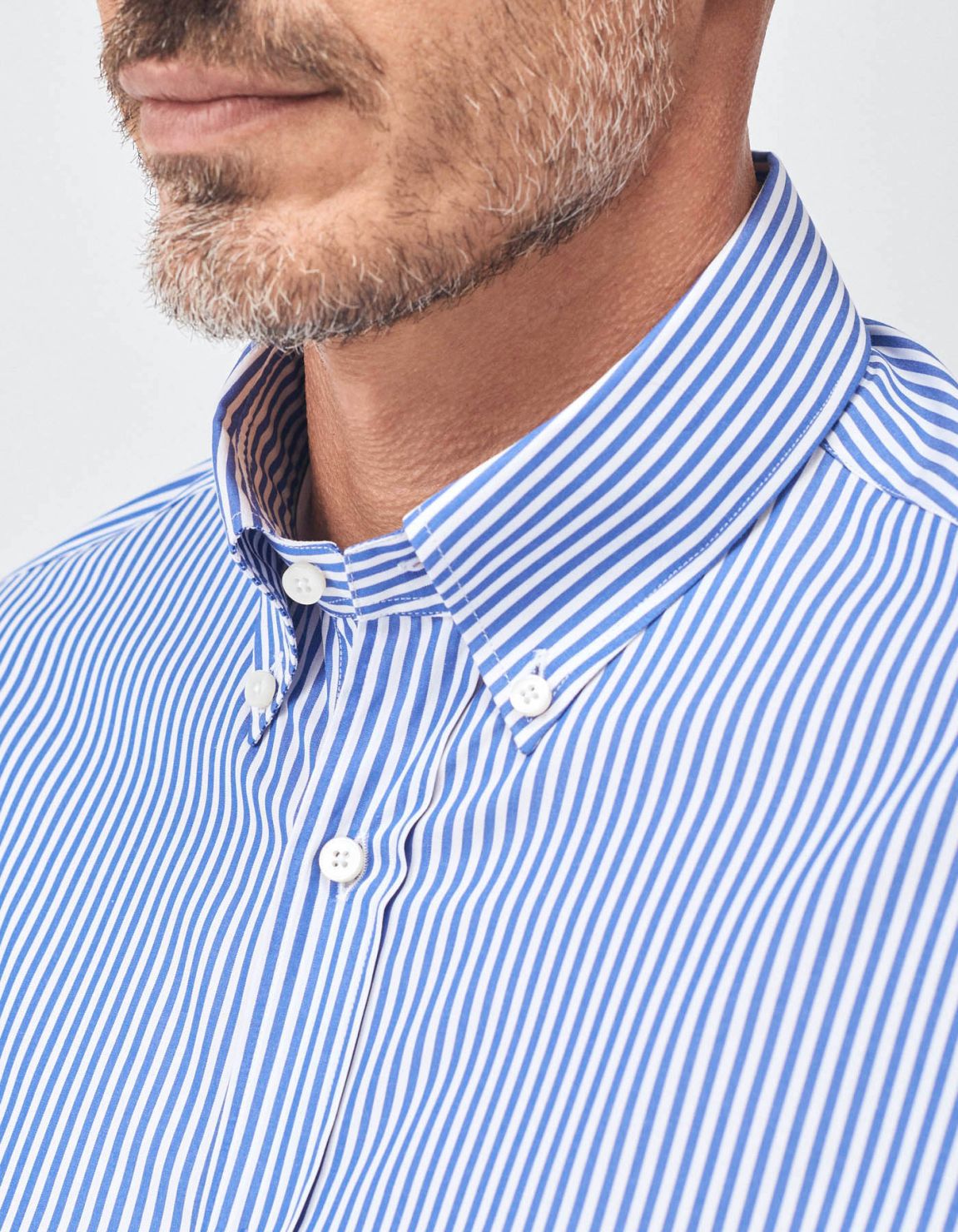 Blue Poplin Stripe Shirt Collar button down Tailor Custom Fit 3