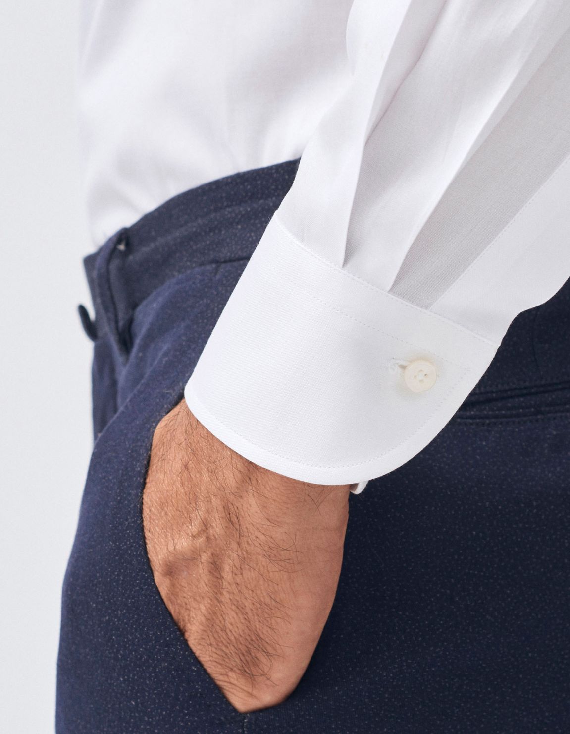 White Pin point Solid colour Shirt Collar button down Tailor Custom Fit 4