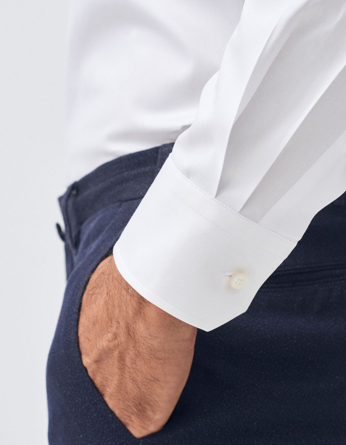 Hemd Uni Kragen Haifisch Twill Weiß Tailor Custom Fit 4