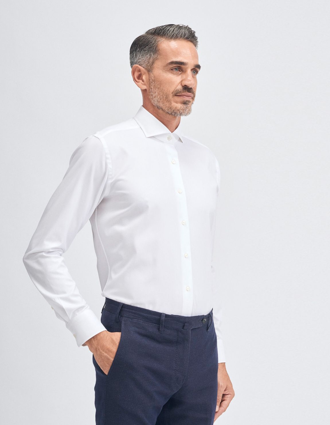 Camicia Collo francese Tinta Unita Oxford Bianco Tailor Custom Fit 1