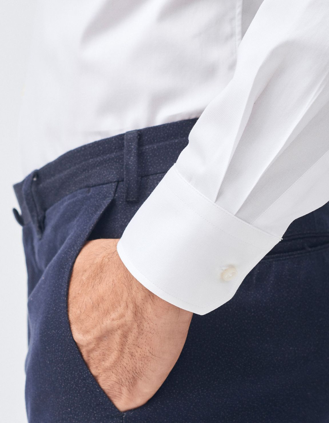Camisa Cuello francés Blanco Oxford Liso Tailor Custom Fit 4