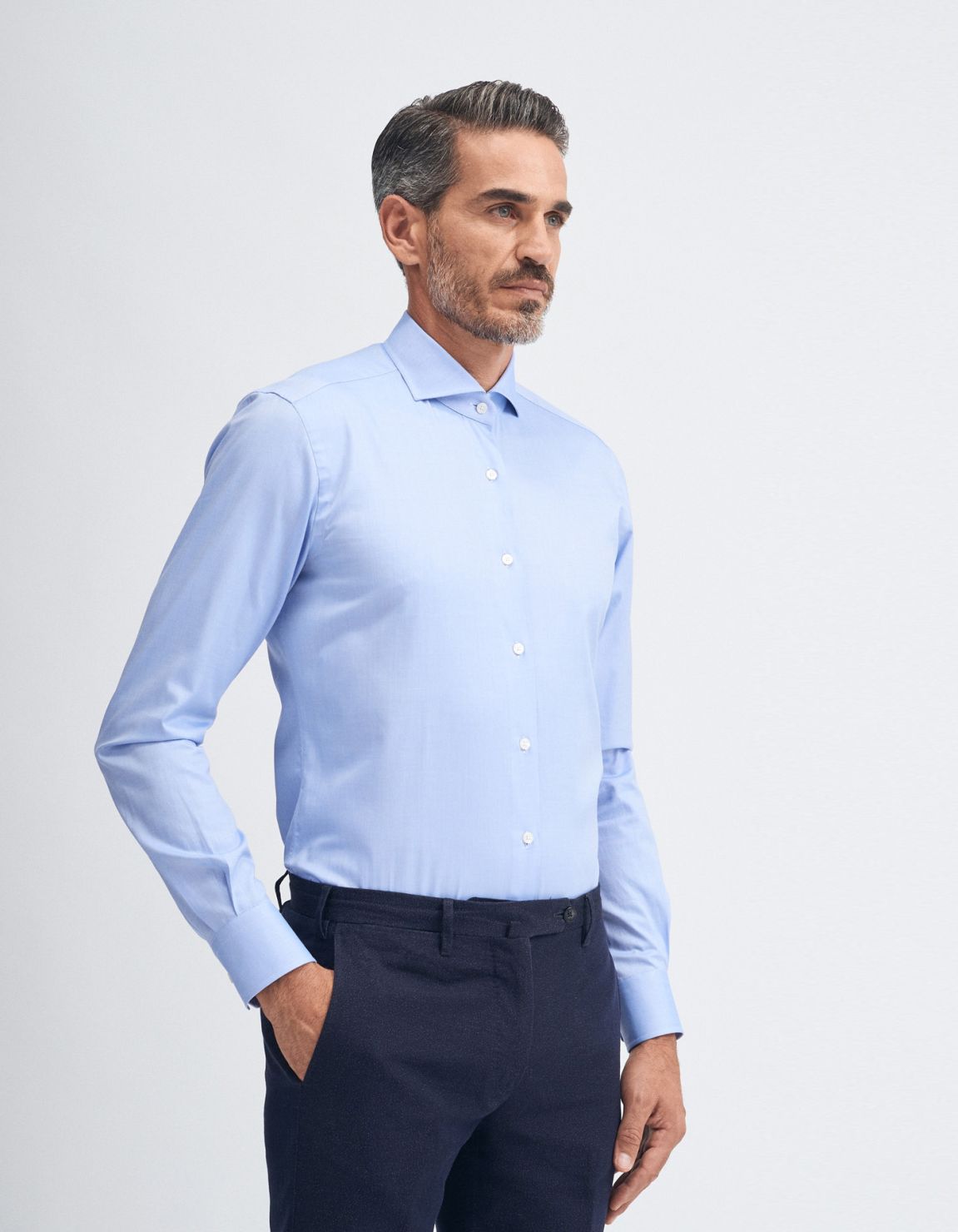 Shirt Collar cutaway Light Blue Oxford Tailor Custom Fit 1
