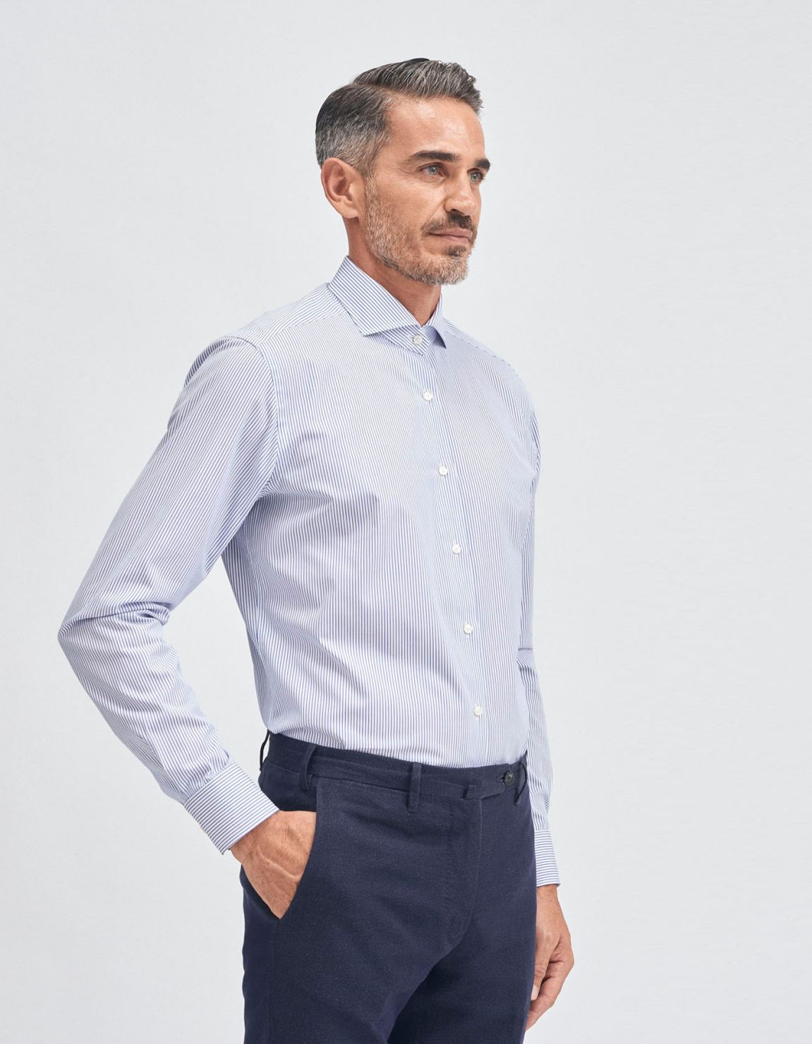 Shirt Collar cutaway Blue Poplin Tailor Custom Fit 1