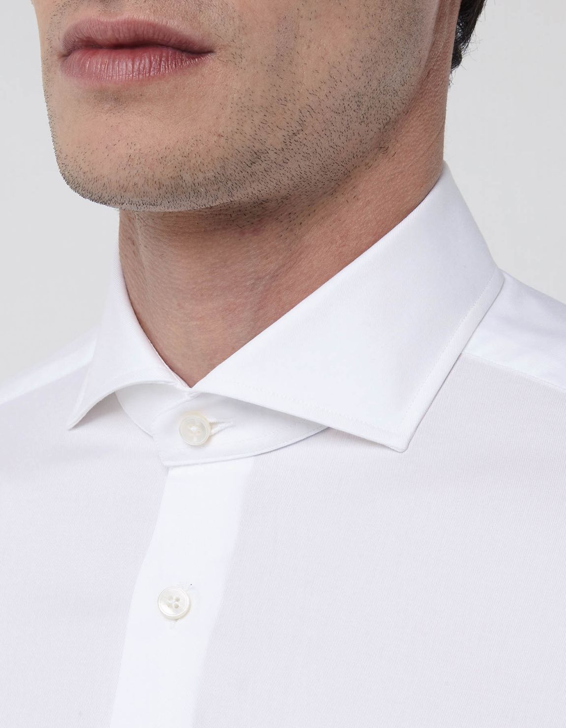 Camicia Collo francese Tinta Unita Twill Bianco Tailor Custom Fit 2
