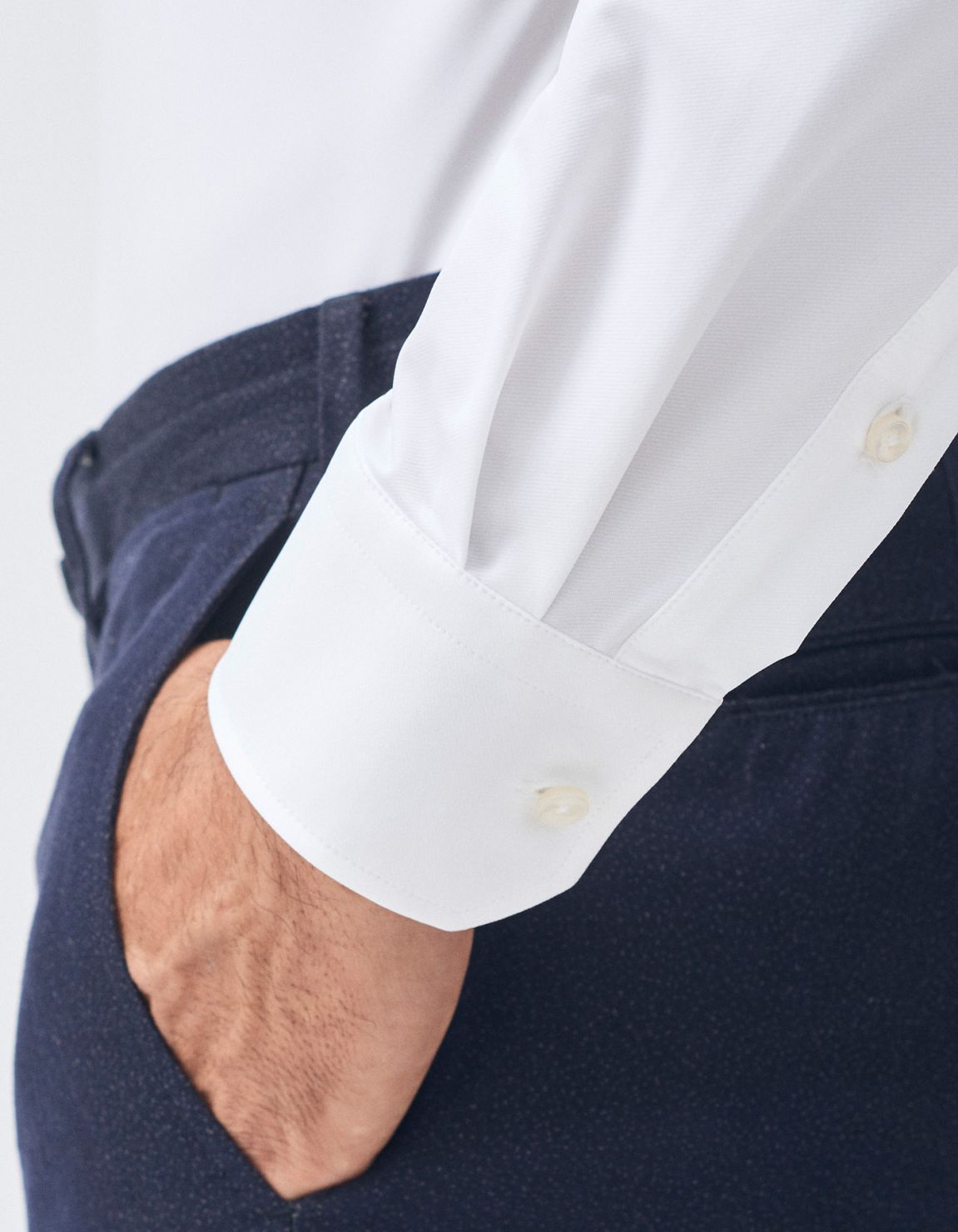 Camisa Cuello francés Liso Sarga Blanco Tailor Custom Fit 4