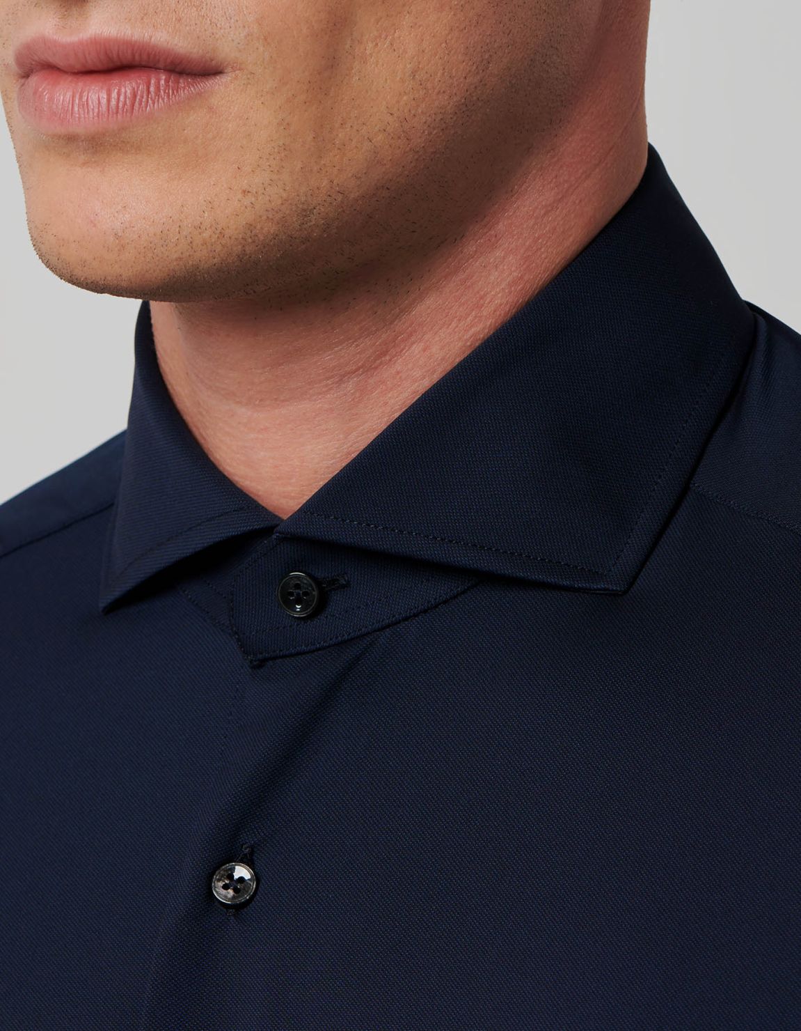 Navy Blue Textured Solid colour Shirt Collar cutaway Tailor Custom Fit 2
